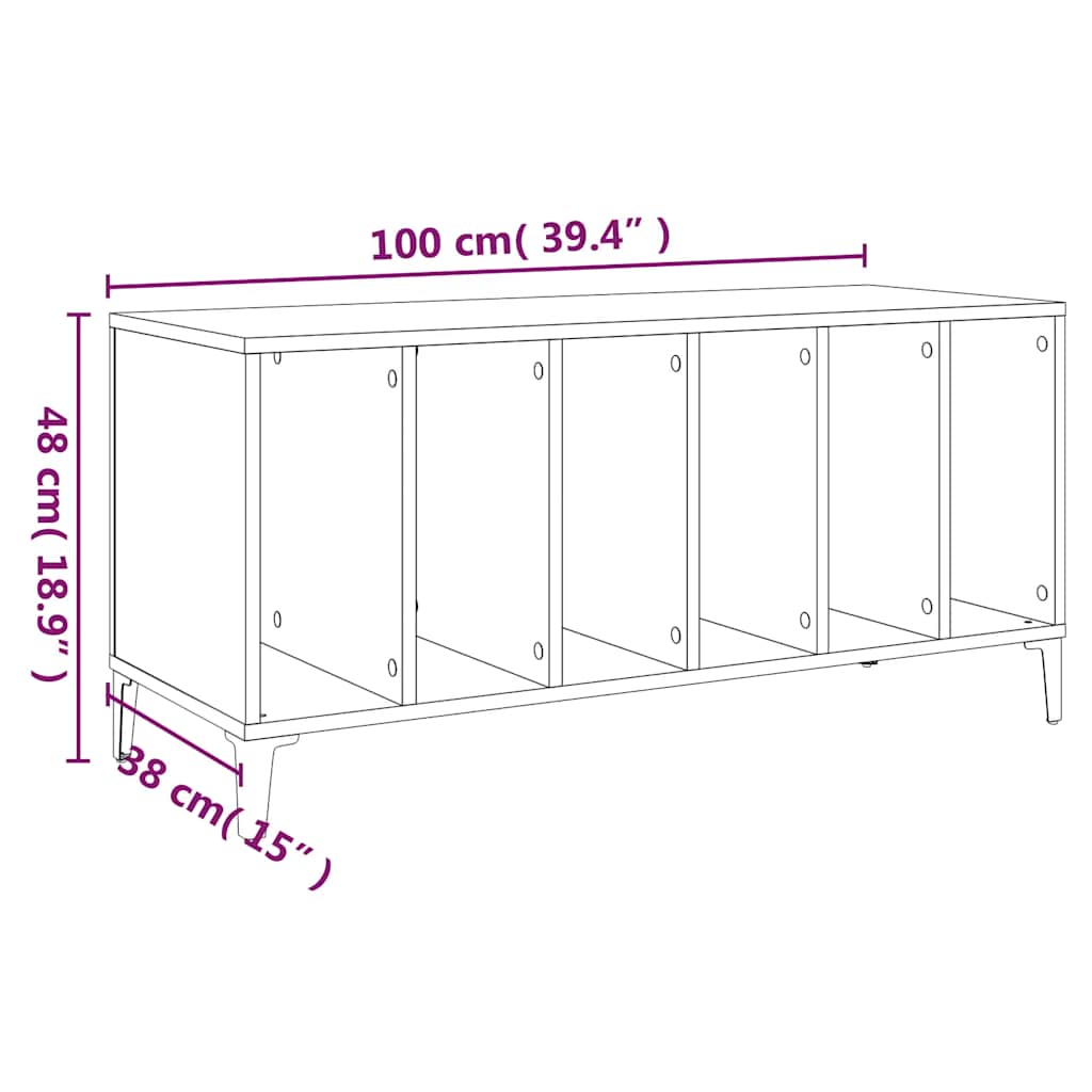 vidaXL Plattenschrank Grau Sonoma 100x38x48 cm Holzwerkstoff