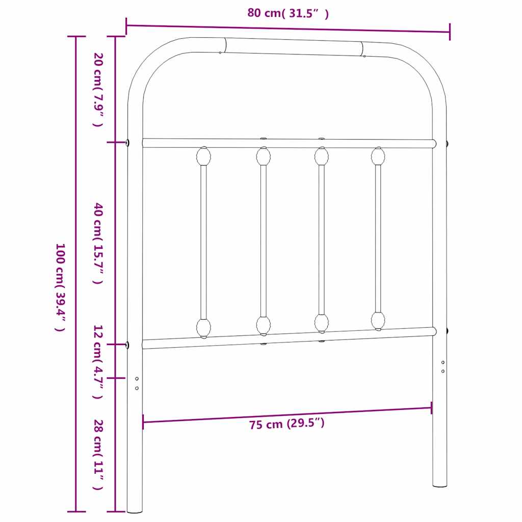 vidaXL Ersatz-Kopfteil Metall Schwarz 75 cm