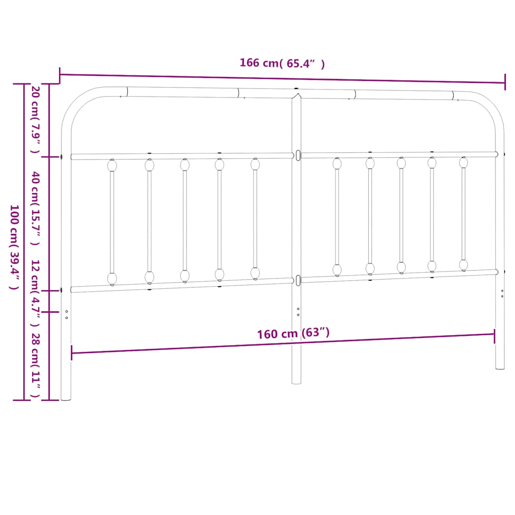 vidaXL Ersatz-Kopfteil Metall Schwarz 160 cm