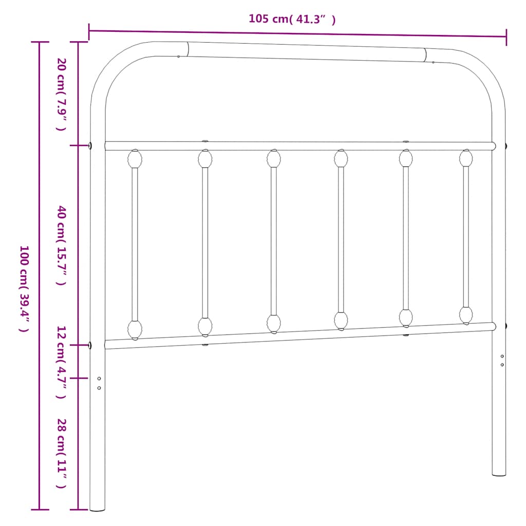 vidaXL Ersatz-Kopfteil Metall Weiß 100 cm