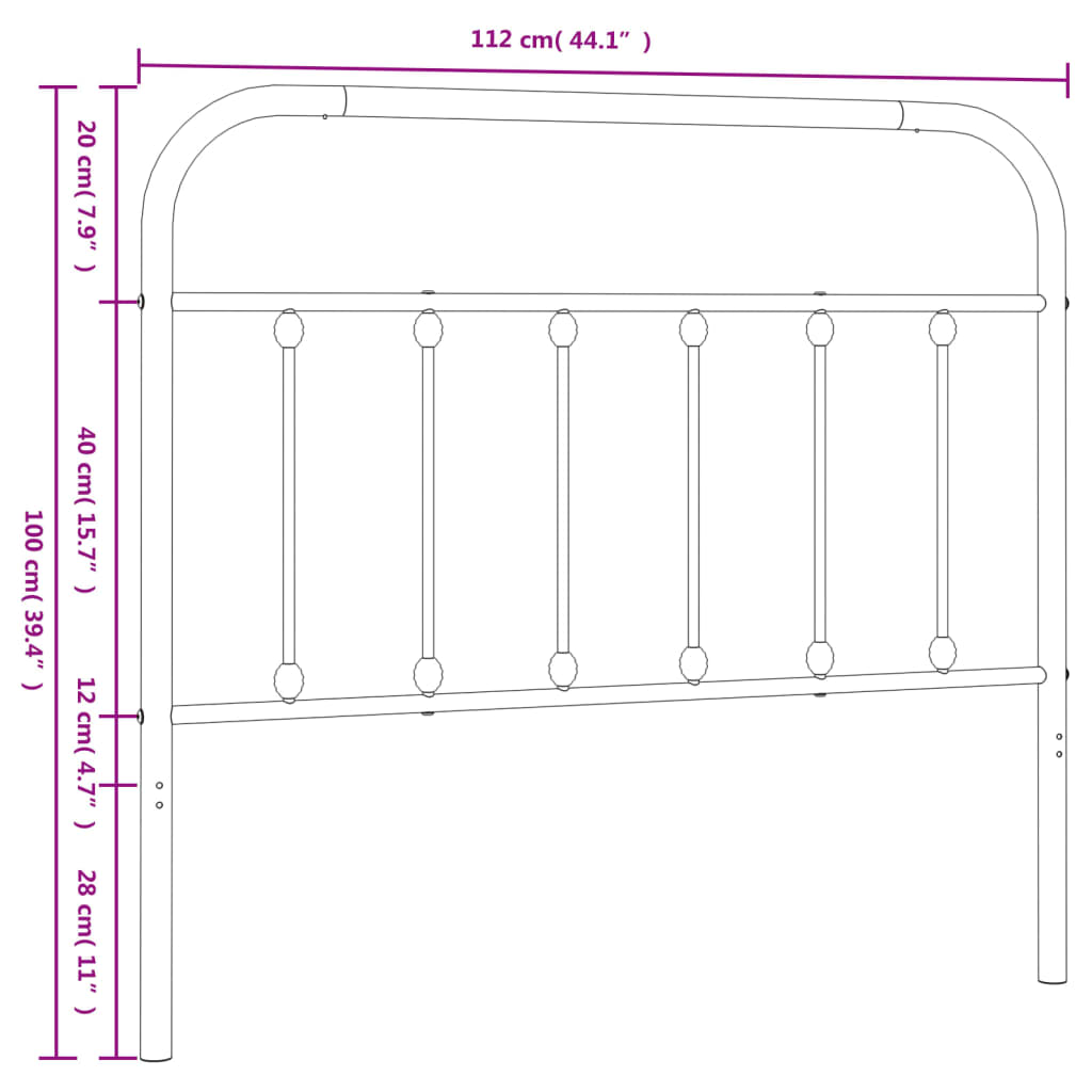 vidaXL Ersatz-Kopfteil Metall Weiß 107 cm