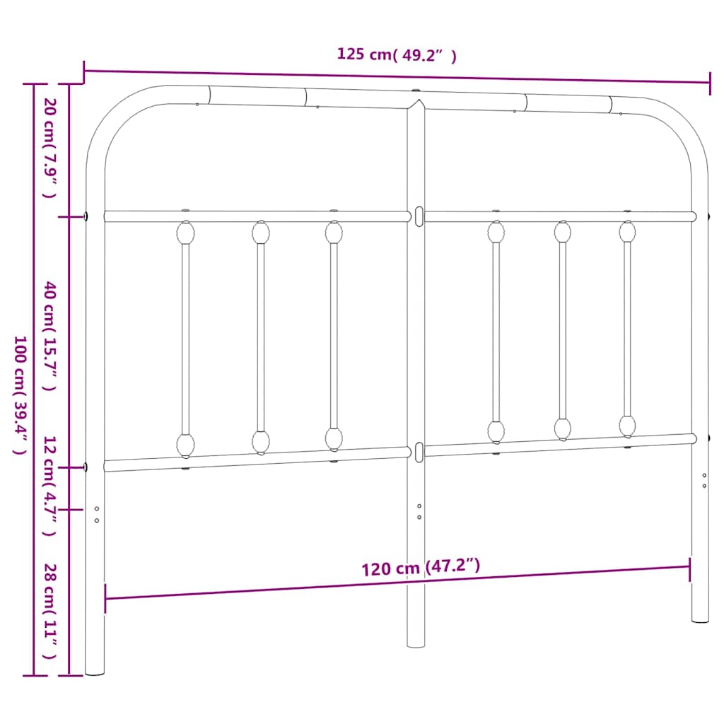 vidaXL Ersatz-Kopfteil Metall Weiß 120 cm