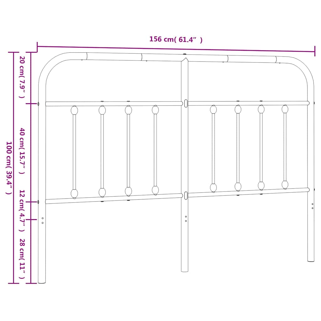 vidaXL Ersatz-Kopfteil Metall Weiß 150 cm