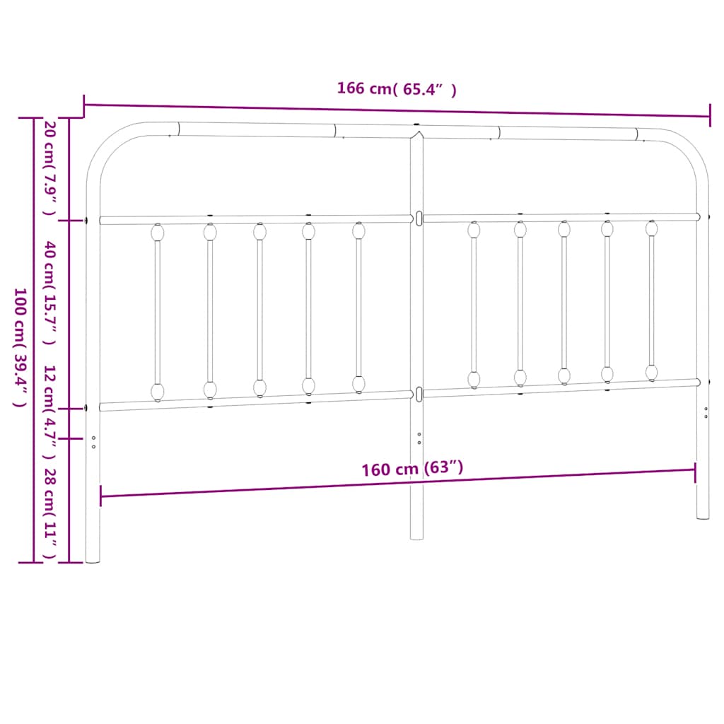 vidaXL Ersatz-Kopfteil Metall Weiß 160 cm