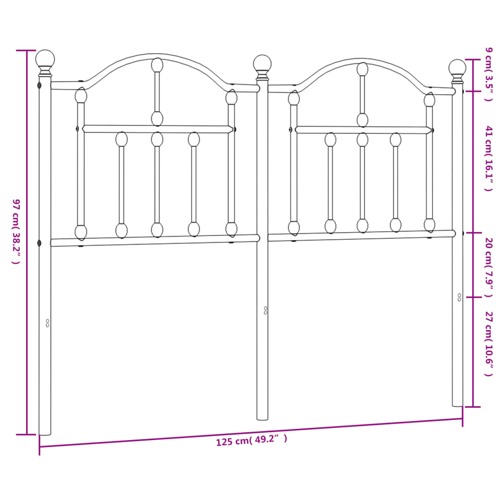 vidaXL Ersatz-Kopfteil Metall Schwarz 120 cm