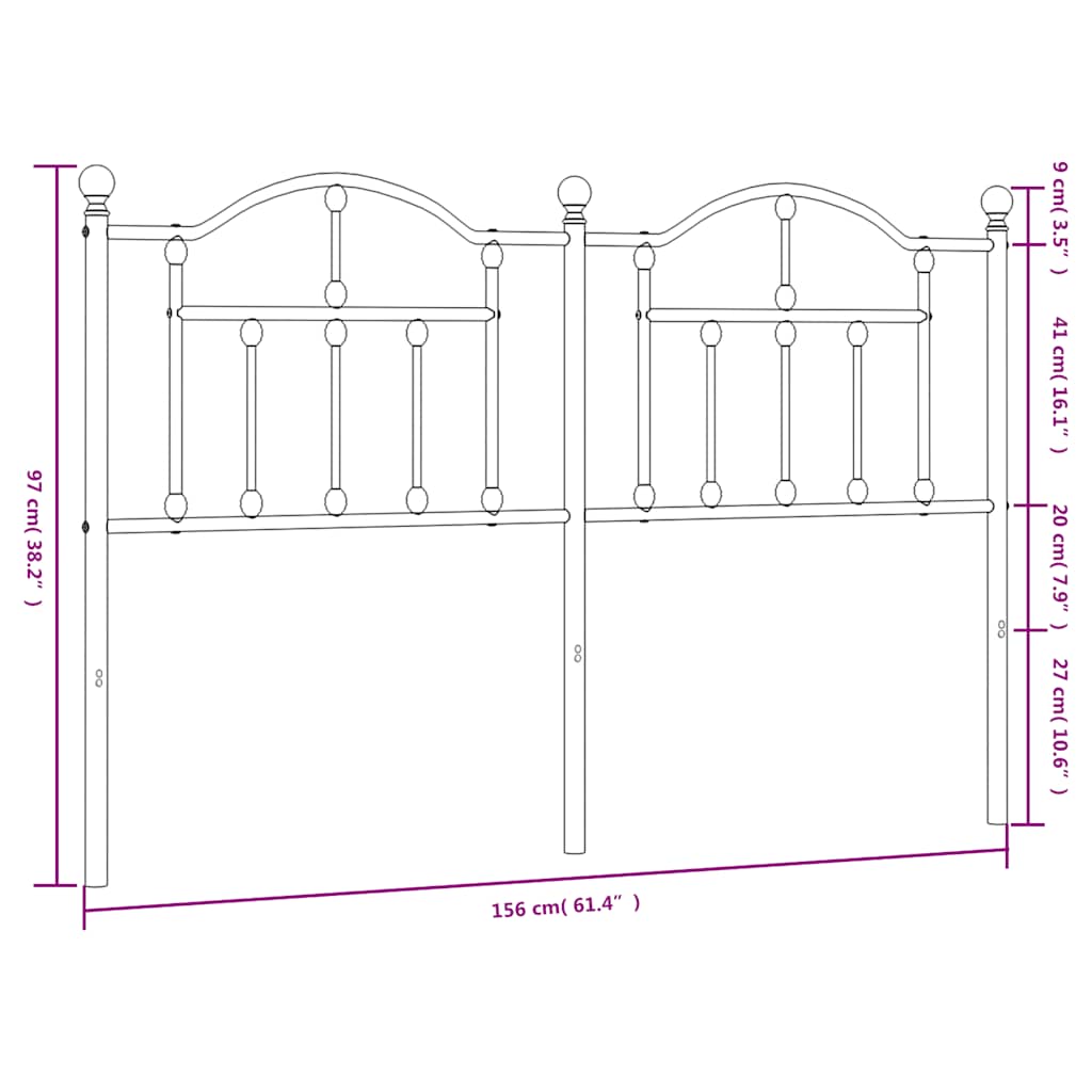 vidaXL Ersatz-Kopfteil Metall Schwarz 150 cm