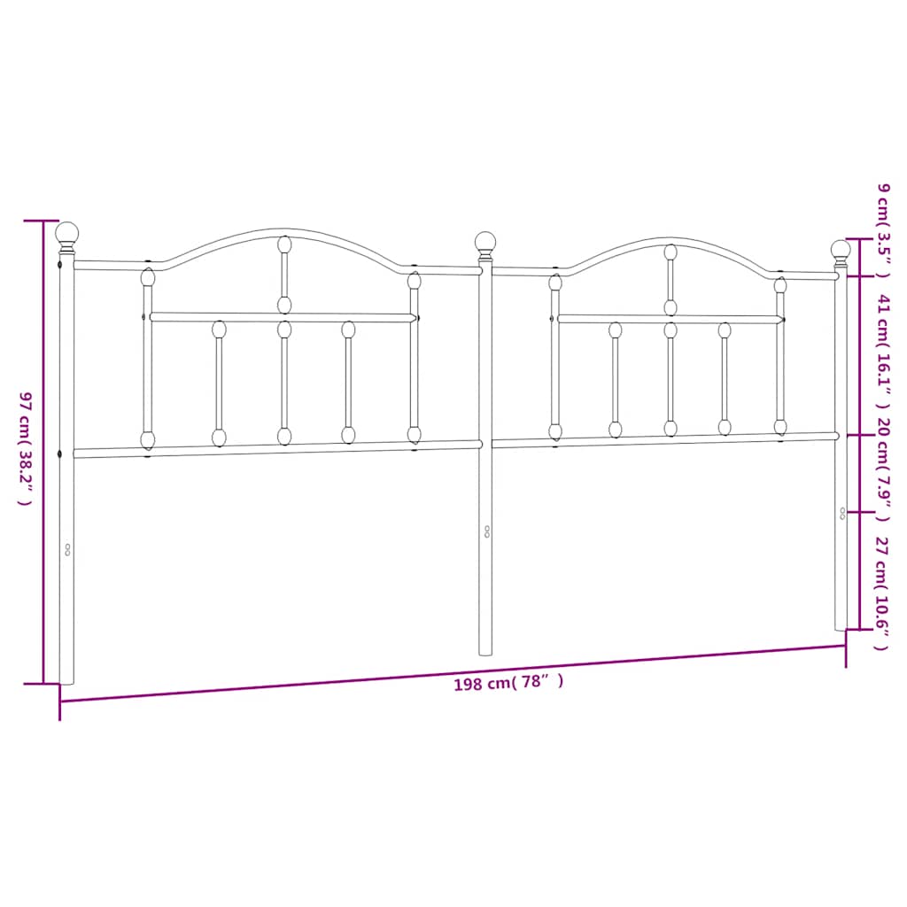 vidaXL Ersatz-Kopfteil Metall Schwarz 193 cm