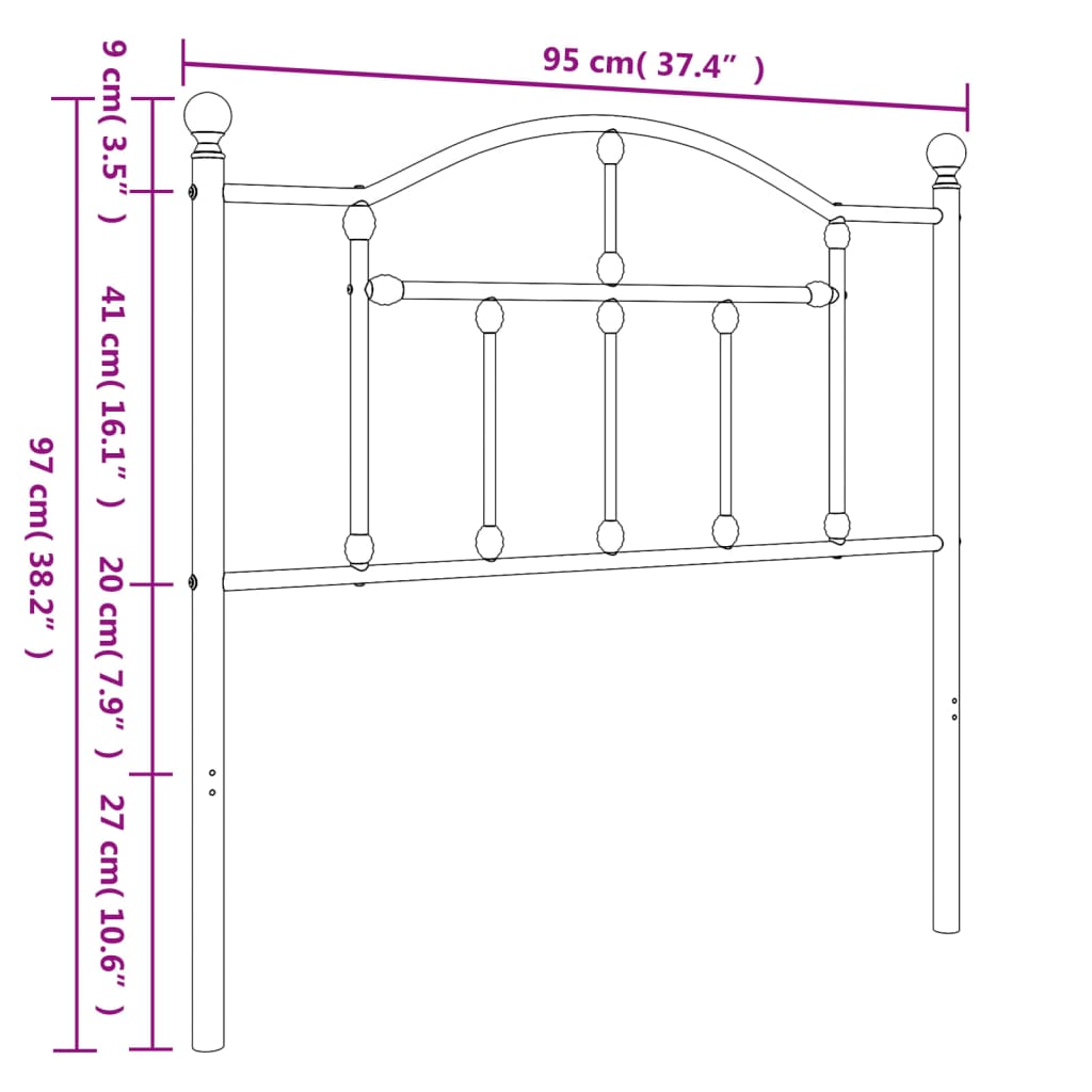 vidaXL Ersatz-Kopfteil Metall Weiß 90 cm