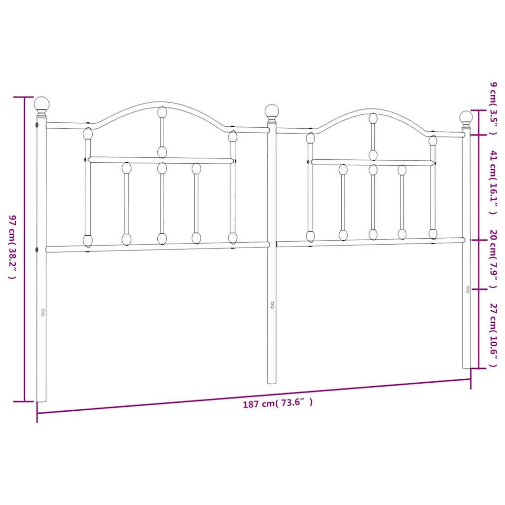 vidaXL Ersatz-Kopfteil Metall Weiß 180 cm