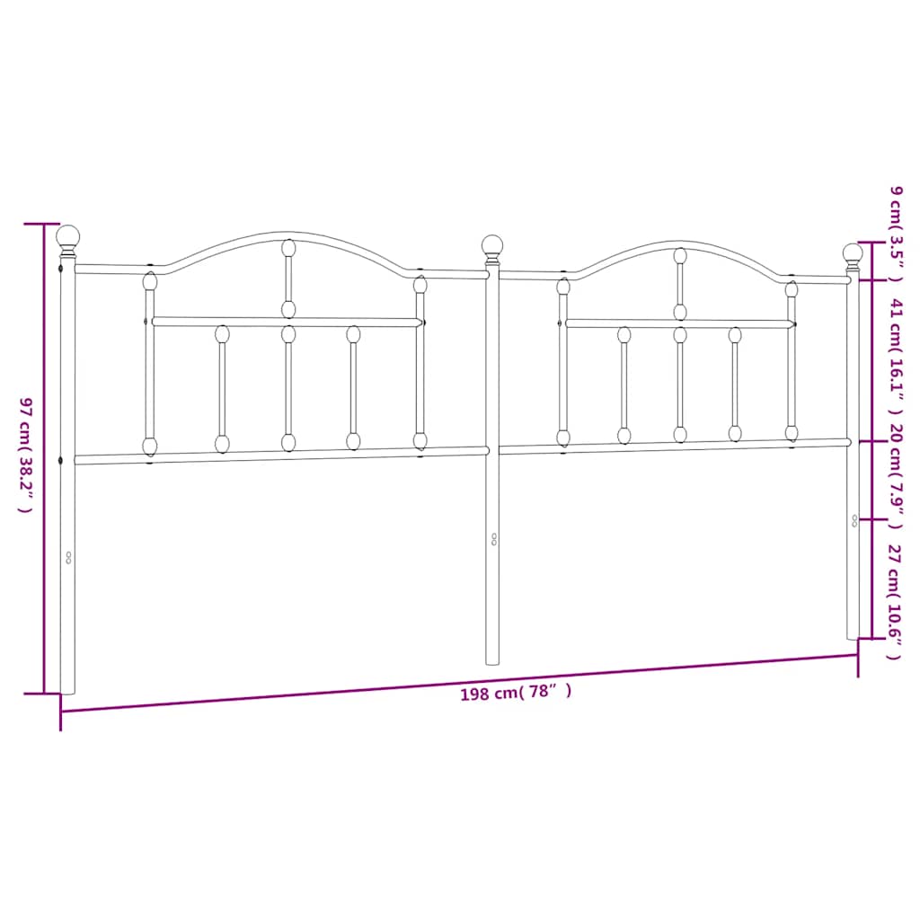 vidaXL Ersatz-Kopfteil Metall Weiß 193 cm