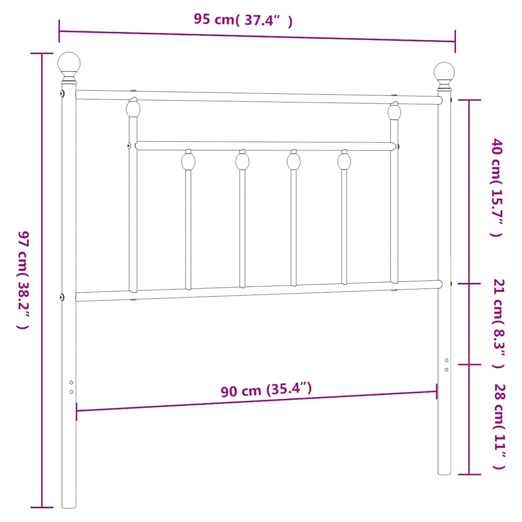 vidaXL Ersatz-Kopfteil Metall Schwarz 90 cm