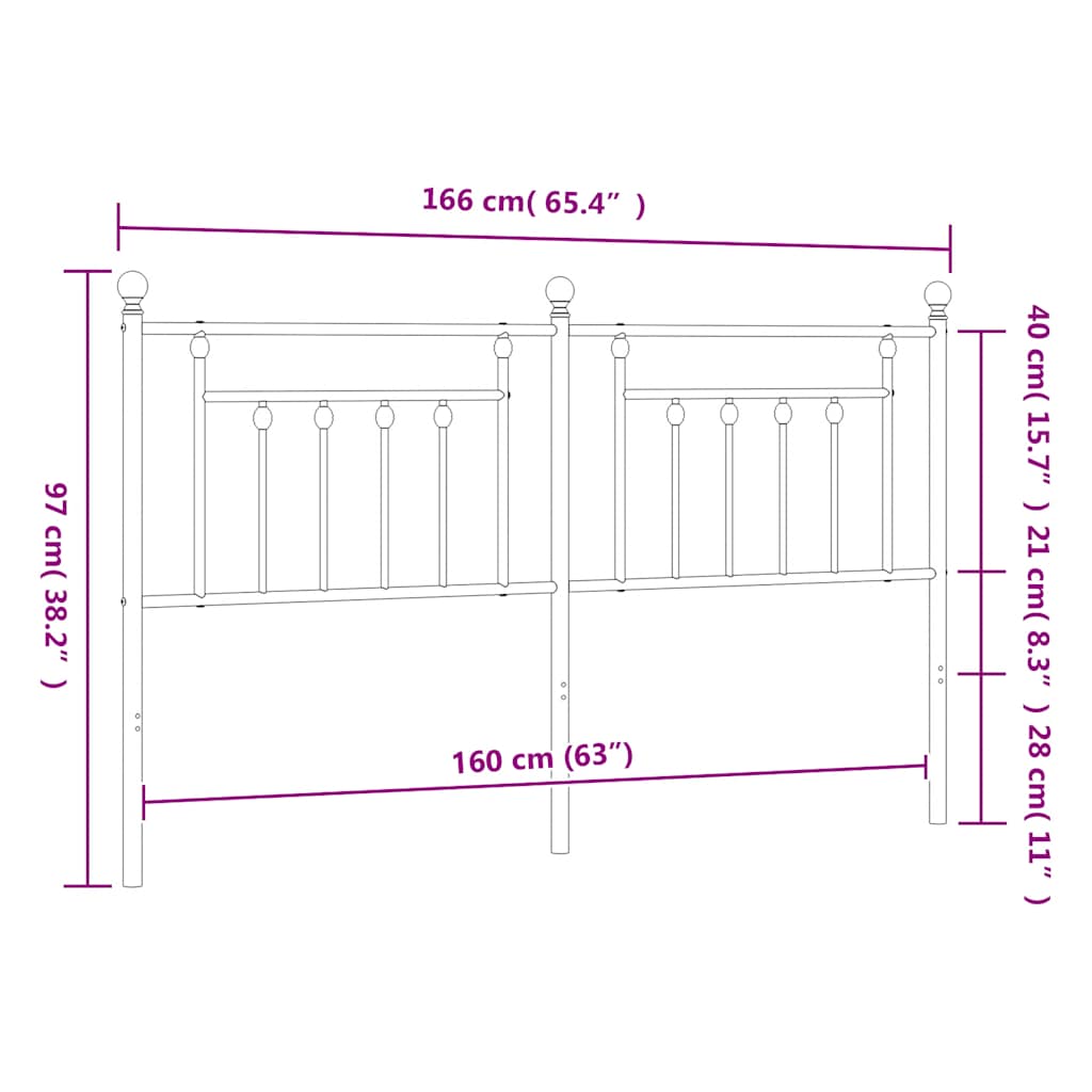 vidaXL Ersatz-Kopfteil Metall Schwarz 160 cm