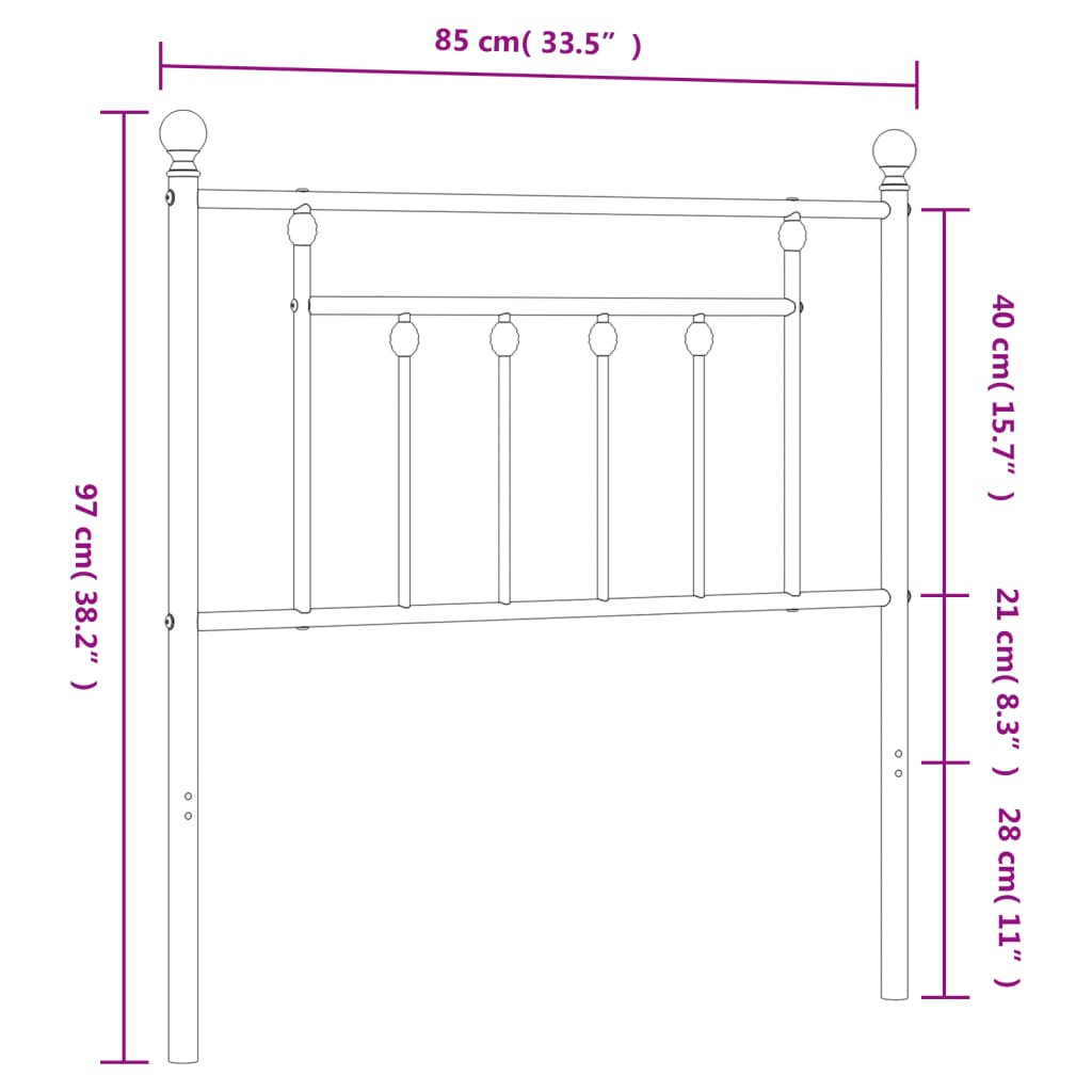 vidaXL Ersatz-Kopfteil Metall Weiß 80 cm