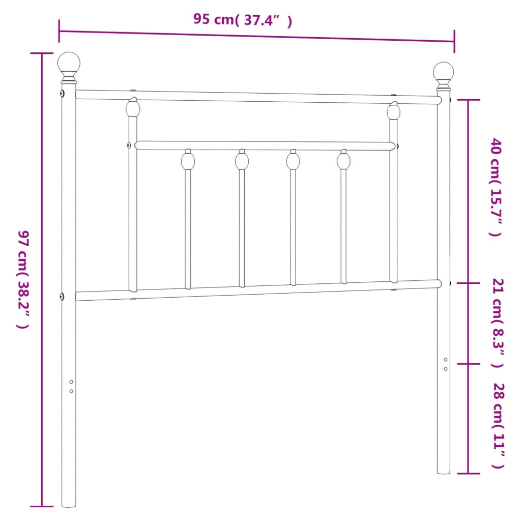 vidaXL Ersatz-Kopfteil Metall Weiß 90 cm