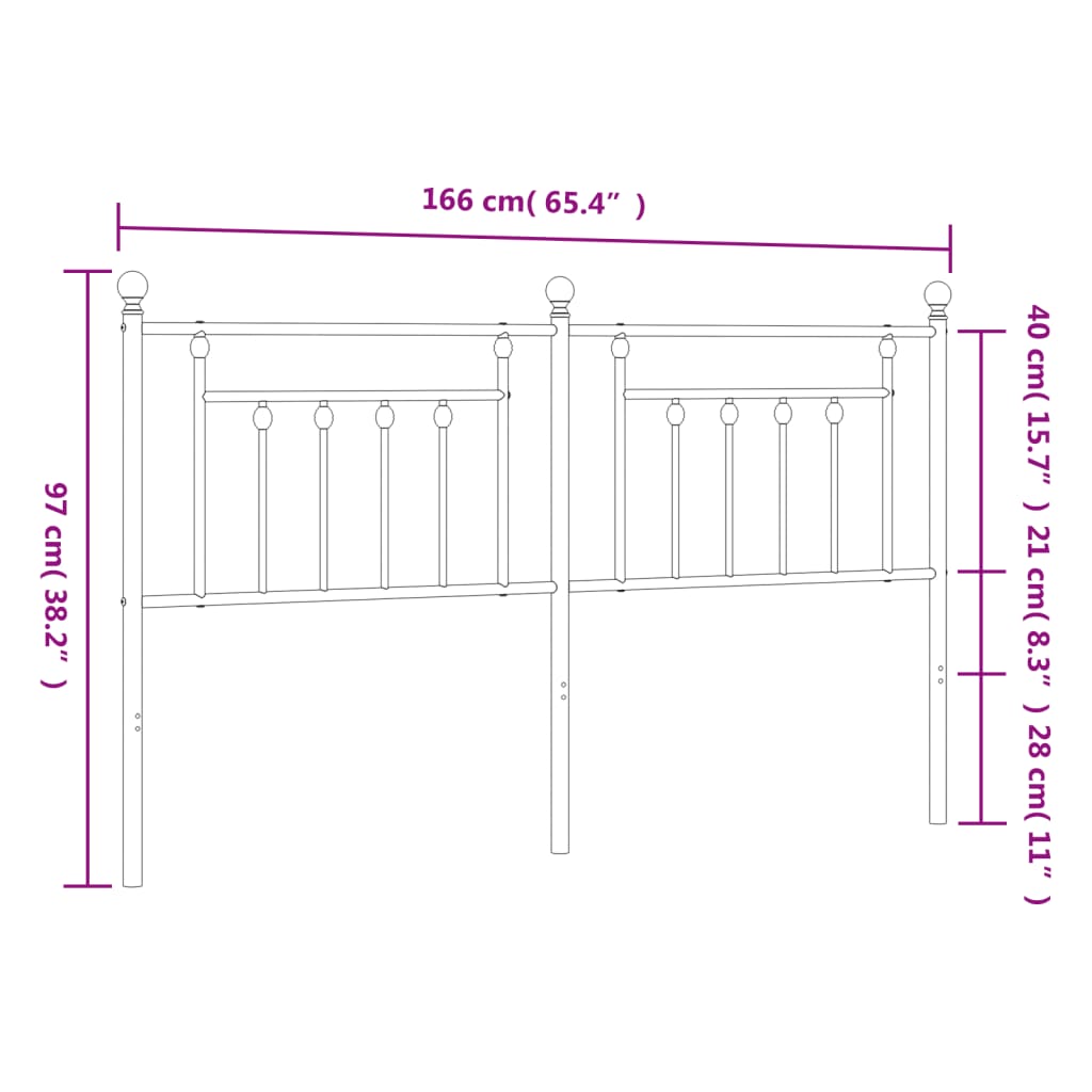 vidaXL Ersatz-Kopfteil Metall Weiß 160 cm