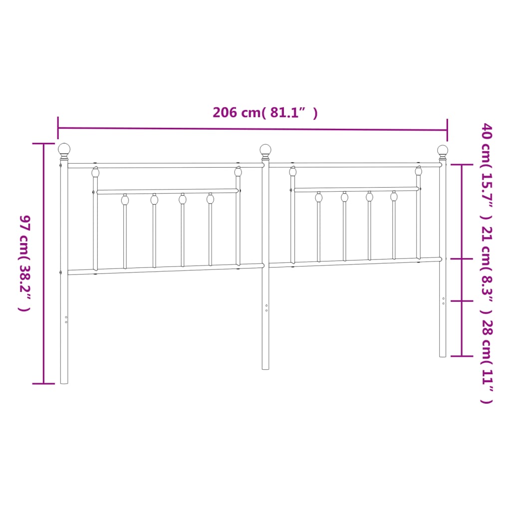 vidaXL Ersatz-Kopfteil Metall Weiß 200 cm