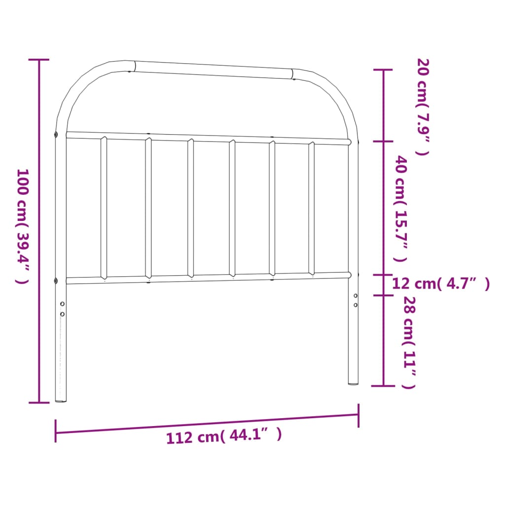 vidaXL Ersatz-Kopfteil Metall Schwarz 107 cm