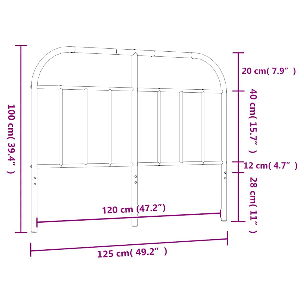 vidaXL Ersatz-Kopfteil Metall Schwarz 120 cm