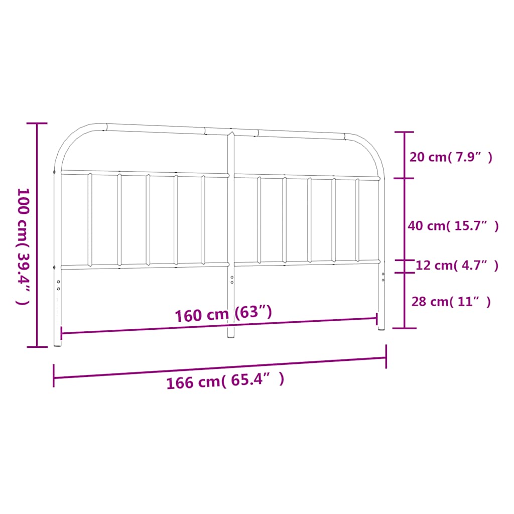 vidaXL Kopfteil Metall Schwarz 160 cm