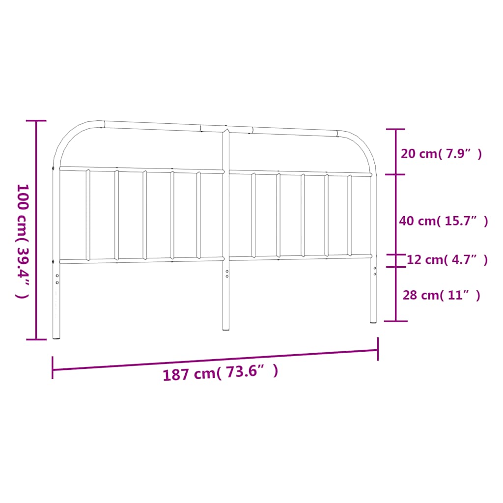 vidaXL Ersatz-Kopfteil Metall Schwarz 180 cm