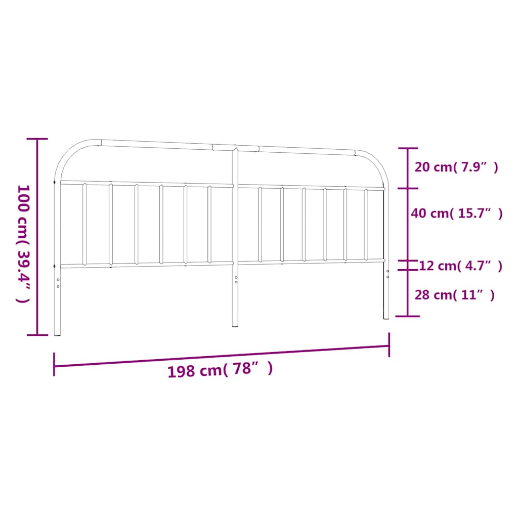 vidaXL Ersatz-Kopfteil Metall Schwarz 193 cm