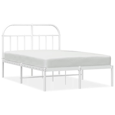 vidaXL Cadre de lit avec tête de lit en métal blanc 135x190 cm