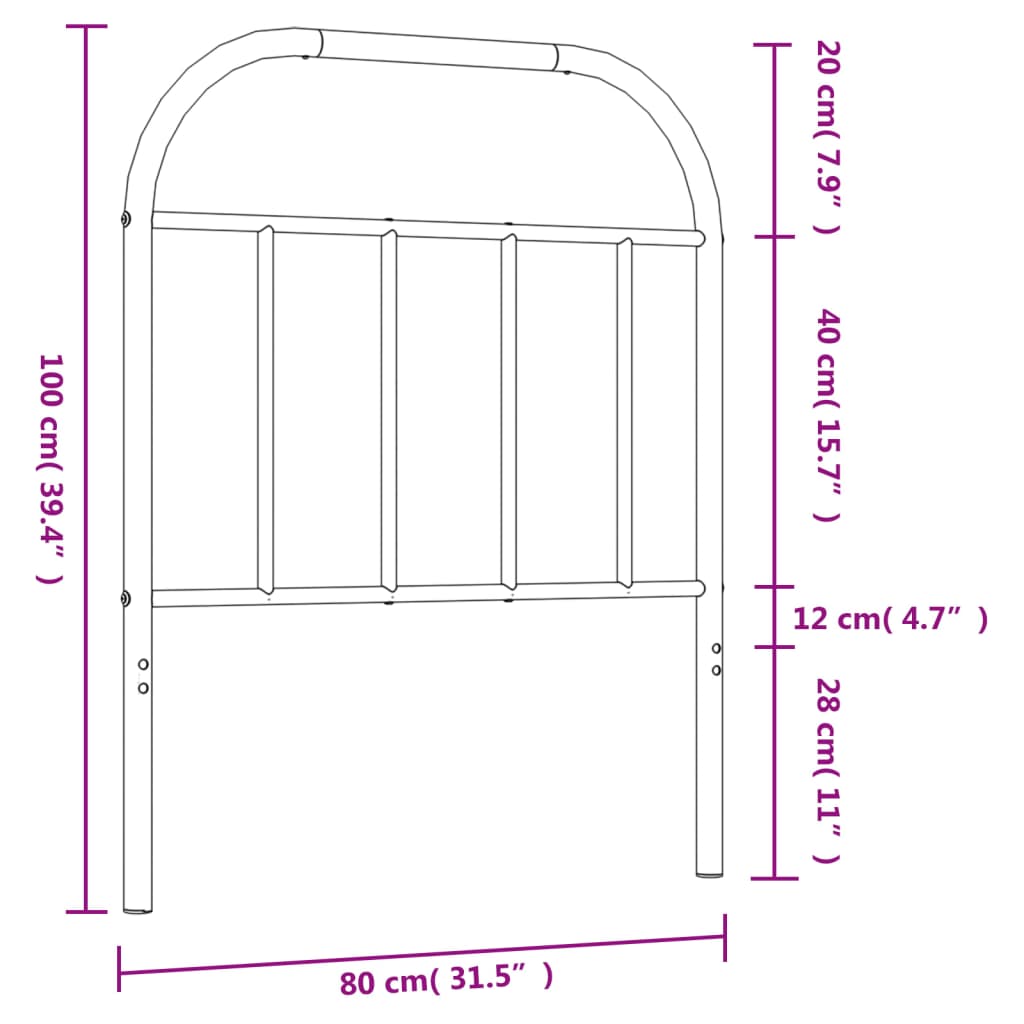 vidaXL Ersatz-Kopfteil Metall Weiß 75 cm