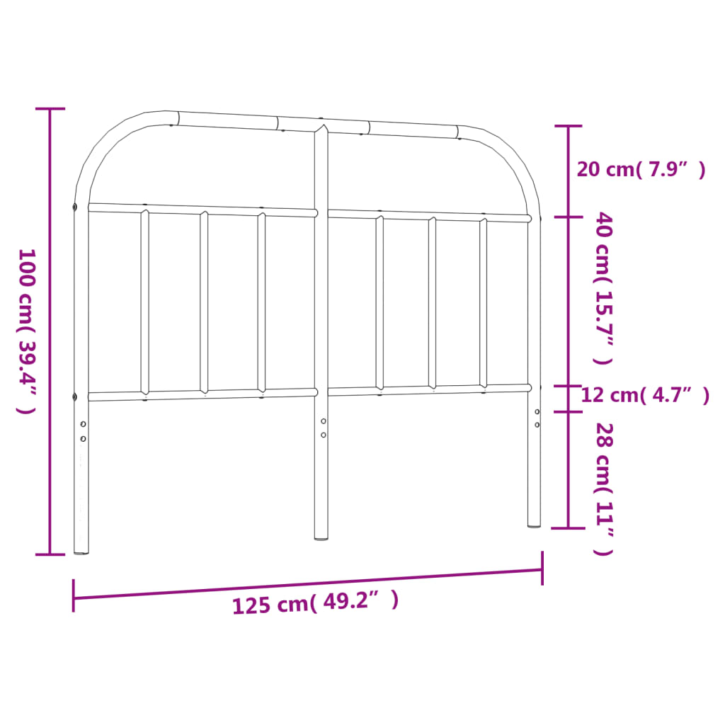 vidaXL Ersatz-Kopfteil Metall Weiß 120 cm