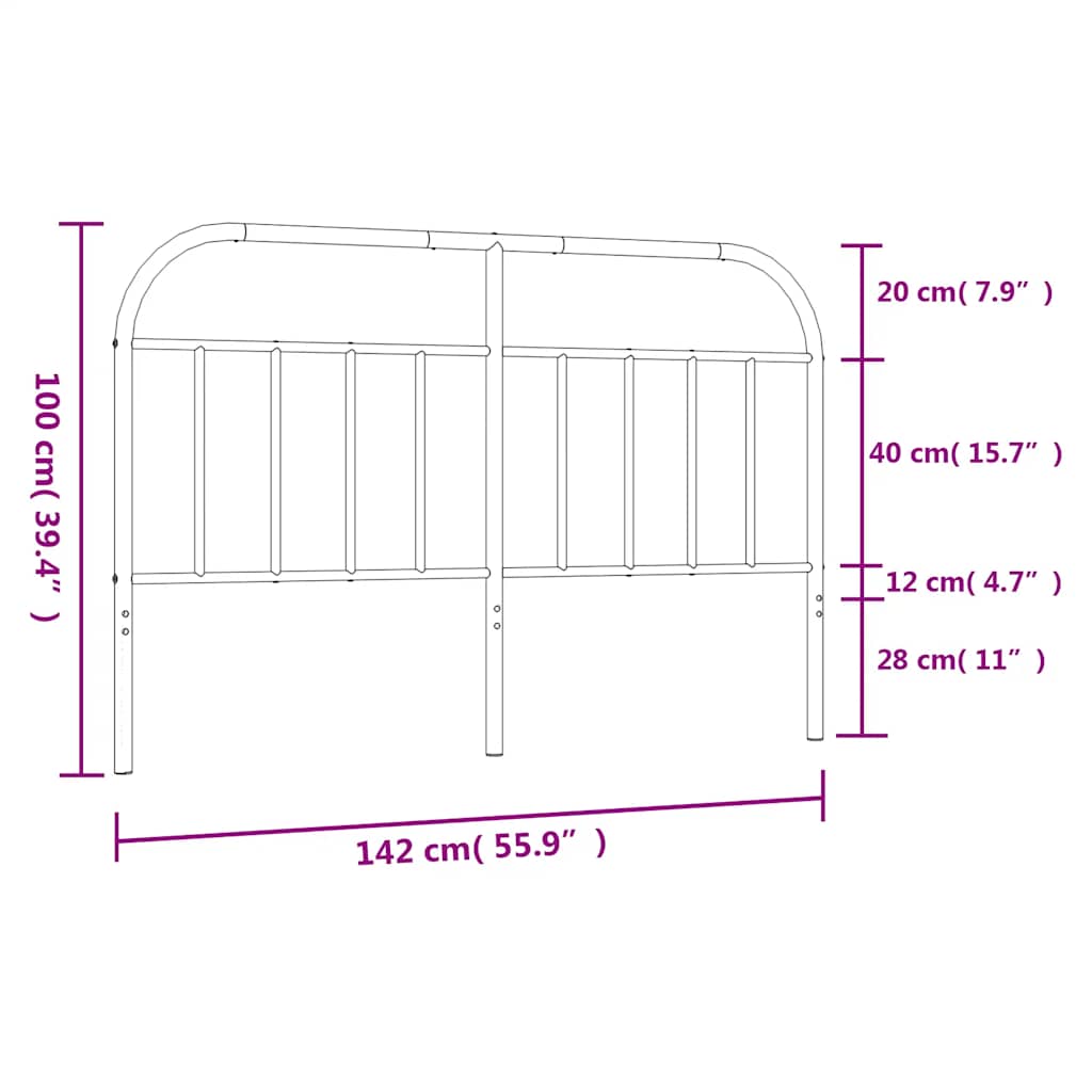 vidaXL Ersatz-Kopfteil Metall Weiß 135 cm