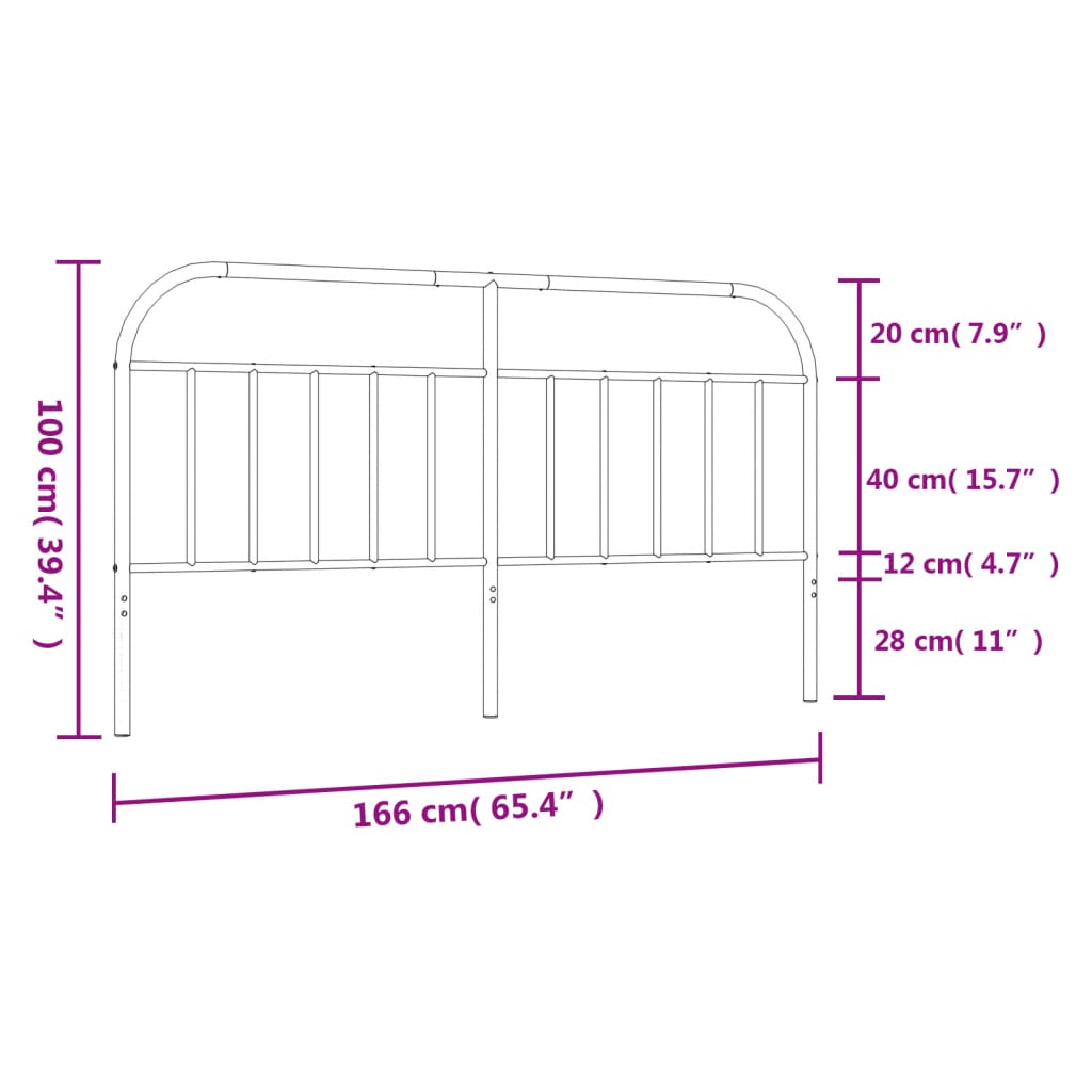 vidaXL Ersatz-Kopfteil Metall Weiß 160 cm