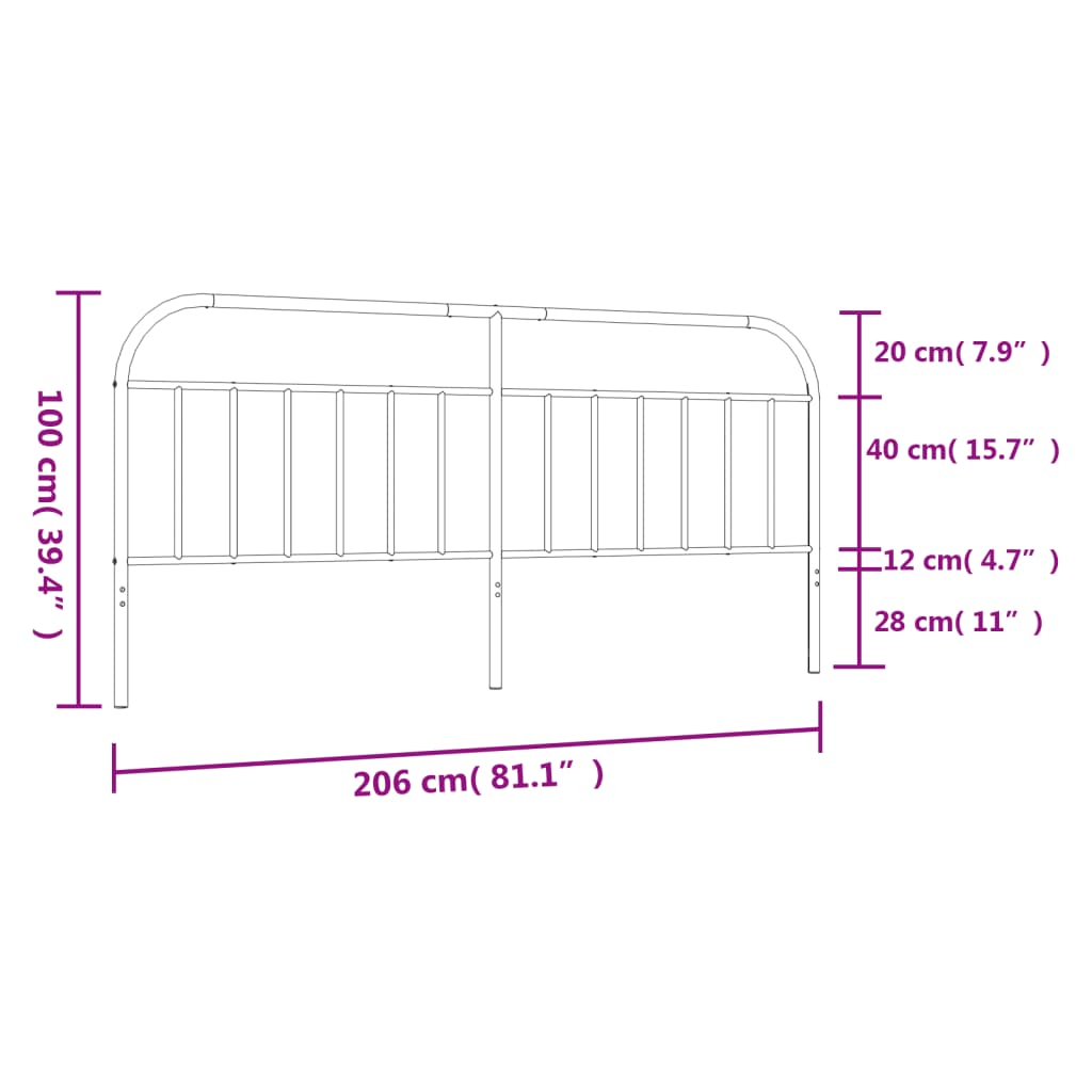 vidaXL Ersatz-Kopfteil Metall Weiß 200 cm
