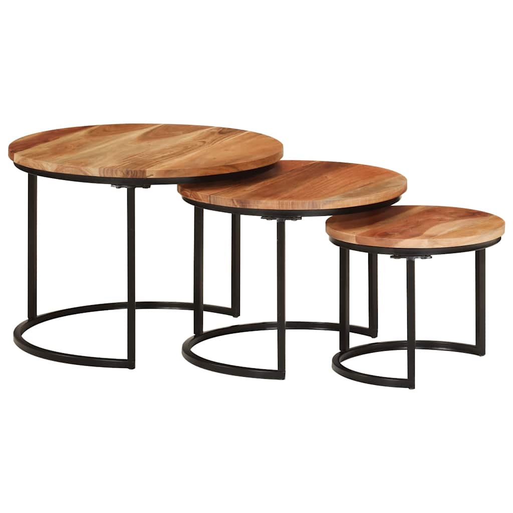 vidaXL Tables gigognes 3 pcs Bois d'acacia massif