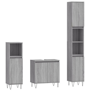 vidaXL Ensemble de meubles de salle de bain 3 pcs Gris Aggloméré Sonoma