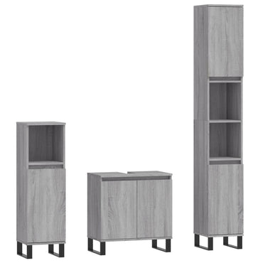 vidaXL Ensemble de meubles de salle de bain 3 pcs Gris Aggloméré Sonoma