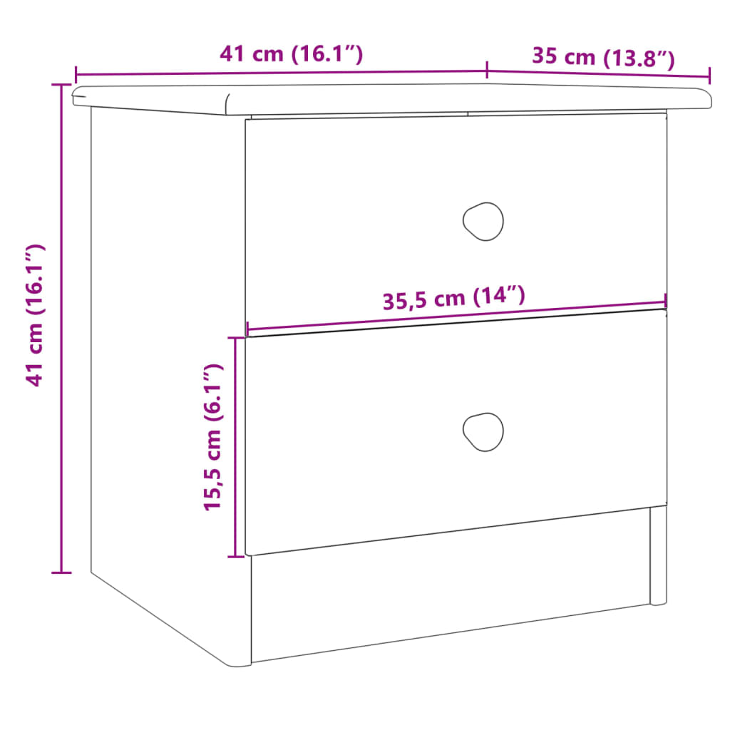 vidaXL Table de chevet ALTA Nature 41x35x41 cm Pin massif