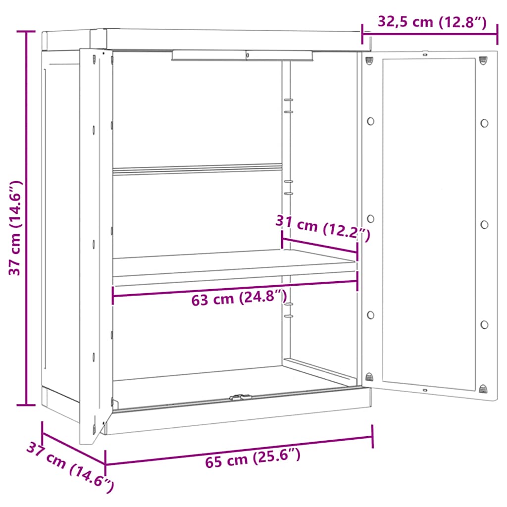 vidaXL Armoire de jardin gris et noir 65x37x85 cm PP