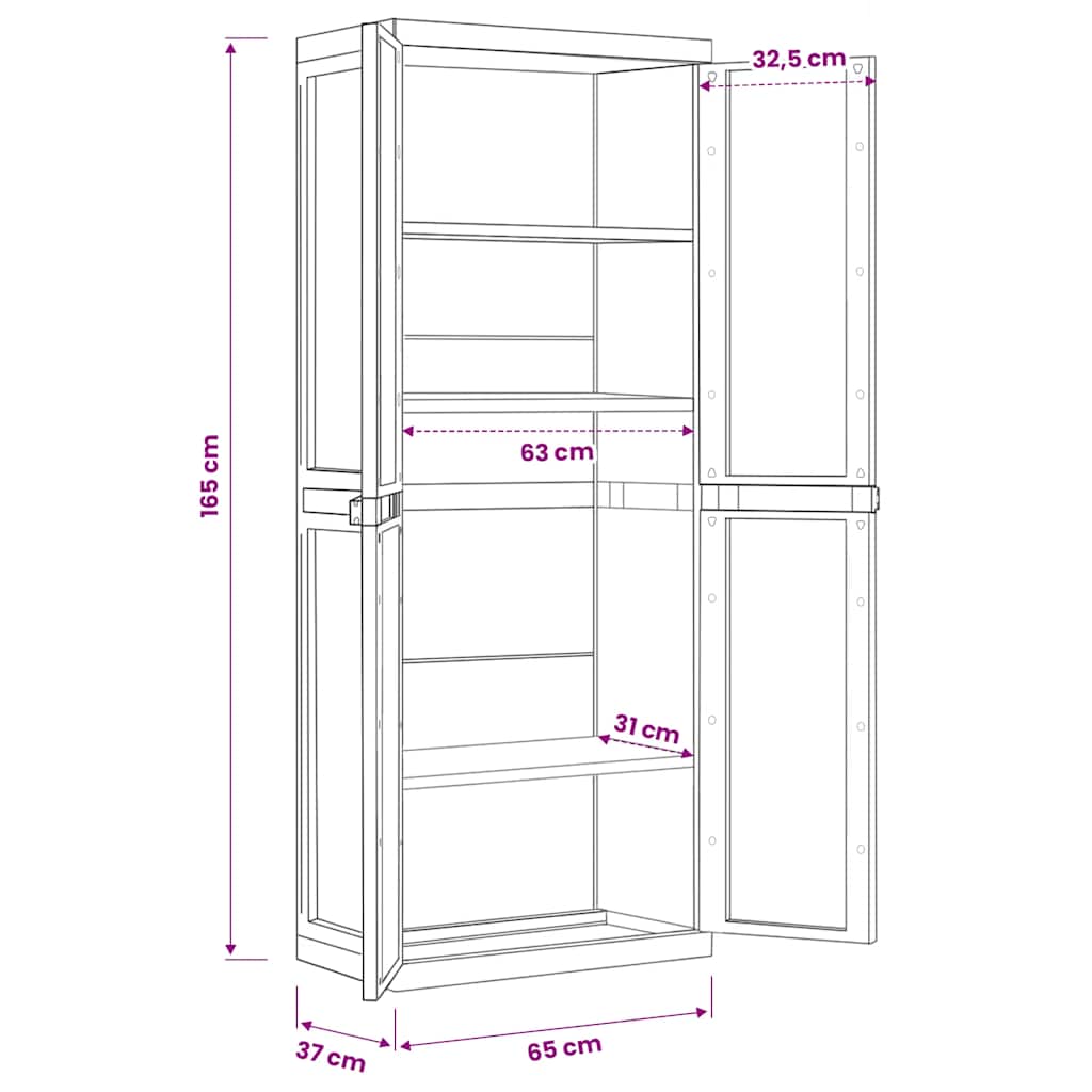 vidaXL Armoire de jardin gris et noir 65x37x165 cm PP