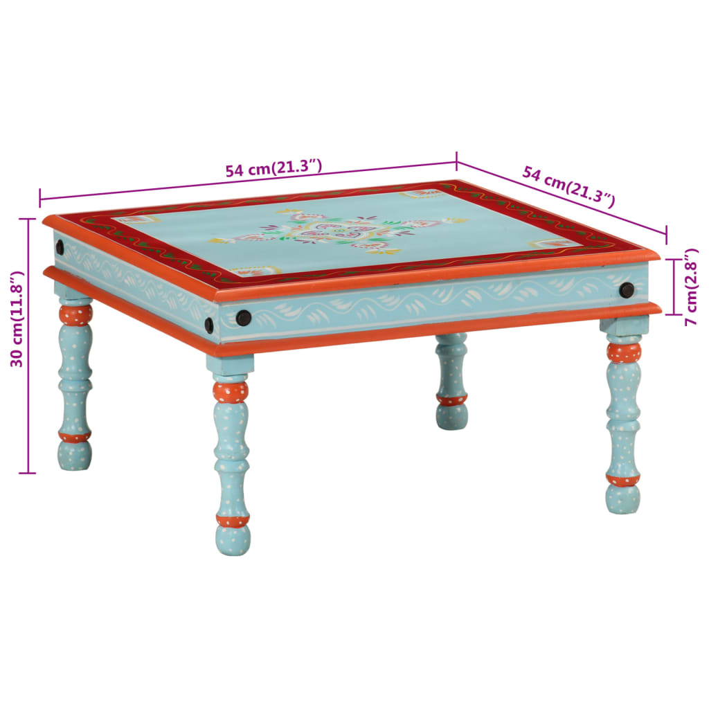 vidaXL Couchtisch Blau Handbemalt Massivholz Mango
