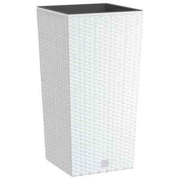 vidaXL Pflanzkübel mit herausnehmbaren Einsatz Weiß 11/26,5L PP-Rattan