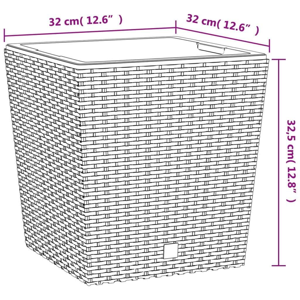 vidaXL Pflanzkübel mit herausnehmbaren Einsatz Weiß 21/32 L PP-Rattan
