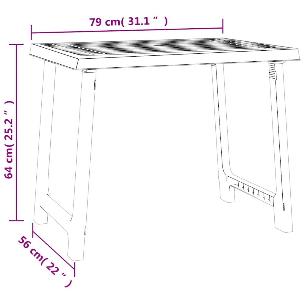 vidaXL Campingtisch Anthrazit 79x56x64 cm PP Holzoptik