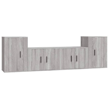 vidaXL 4-tlg. TV-Schrank-Set Grau Sonoma Holzwerkstoff