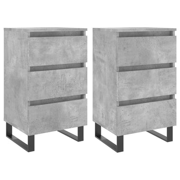 vidaXL Nachttische 2 Stk. Betongrau 40x35x69 cm Holzwerkstoff