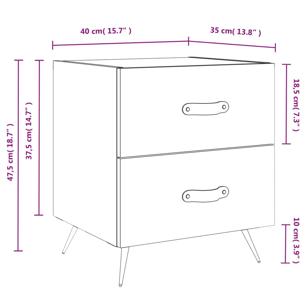 vidaXL Nachttisch Weiß 40x35x47,5 cm Holzwerkstoff