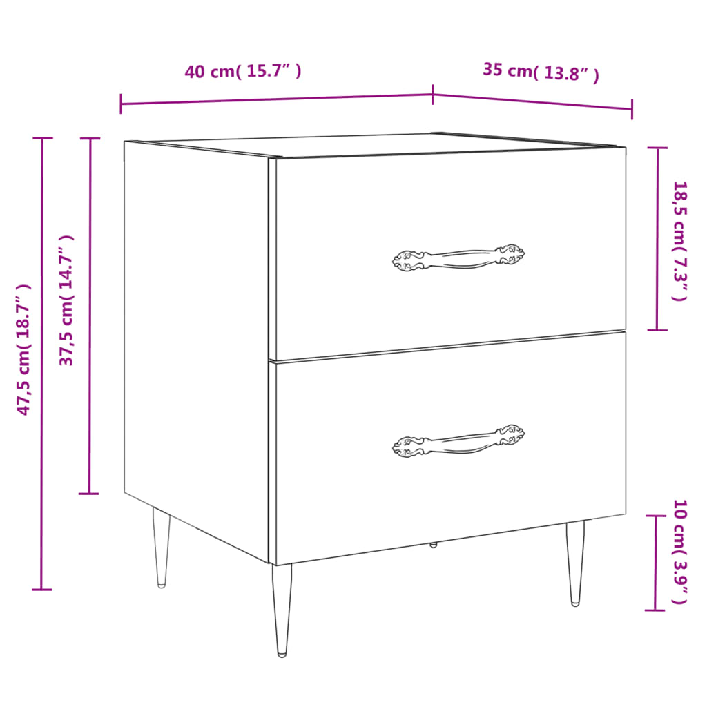 vidaXL Nachttisch Räuchereiche 40x35x47,5 cm Holzwerkstoff