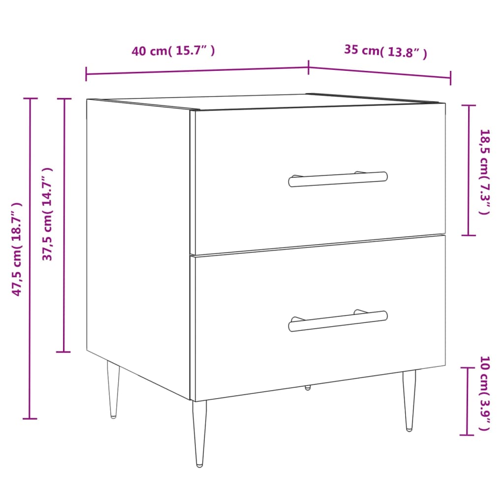 vidaXL Nachttisch Grau Sonoma 40x35x47,5 cm Holzwerkstoff