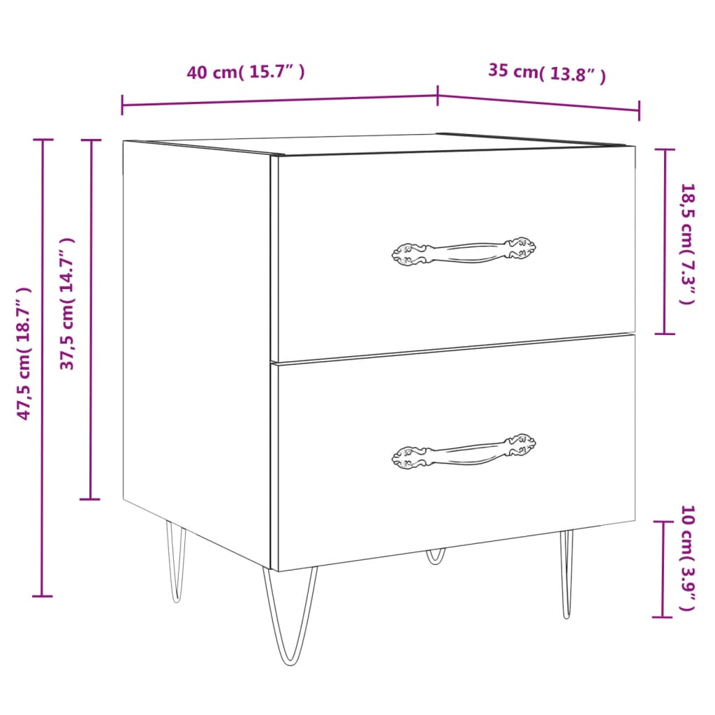 vidaXL Nachttisch Braune Eiche 40x35x47,5 cm Holzwerkstoff