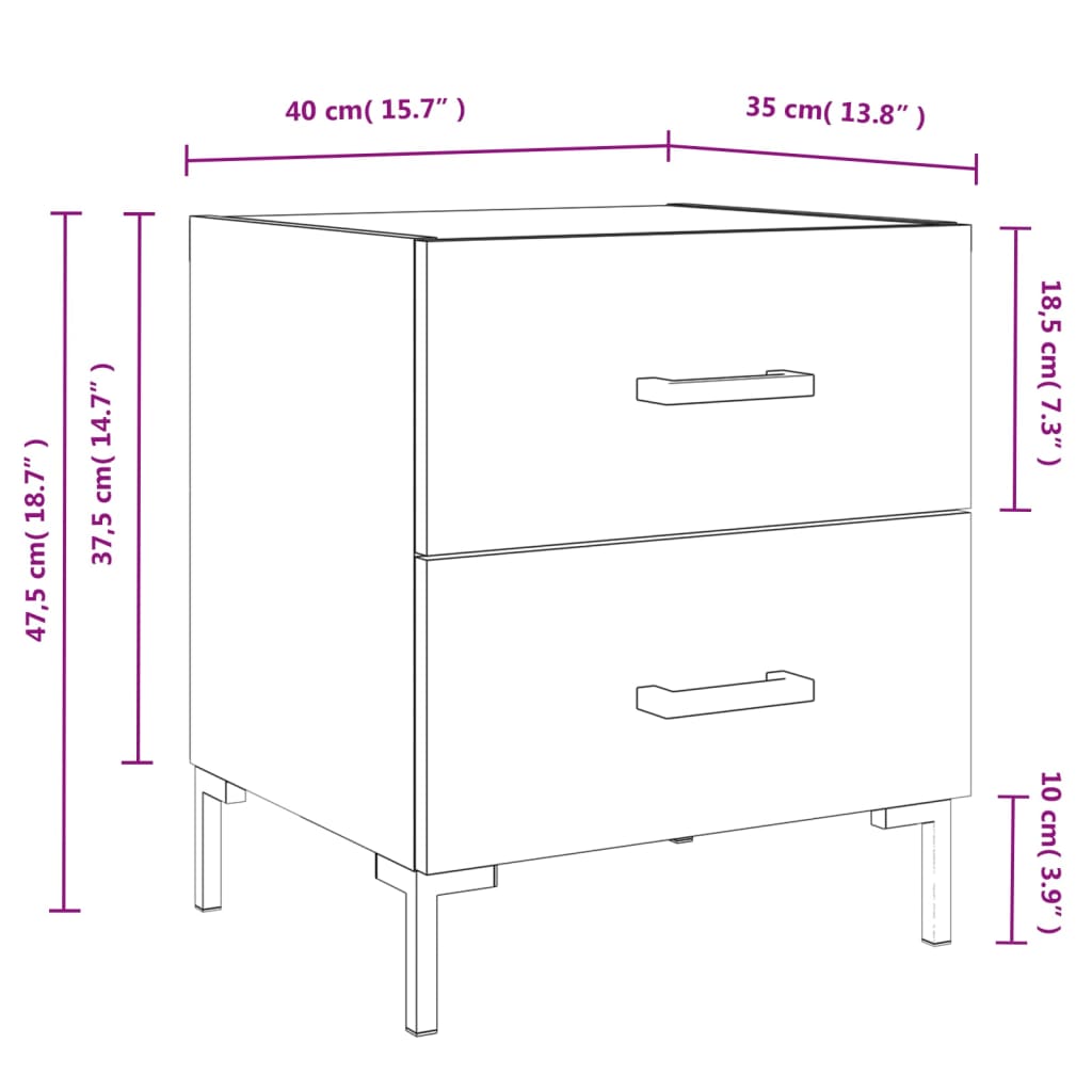 vidaXL Nachttisch Weiß 40x35x47,5 cm Holzwerkstoff