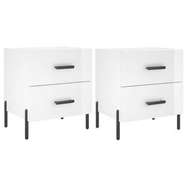 vidaXL Nachttische 2 Stk. Hochglanz-Weiß 40x35x47,5 cm Holzwerkstoff