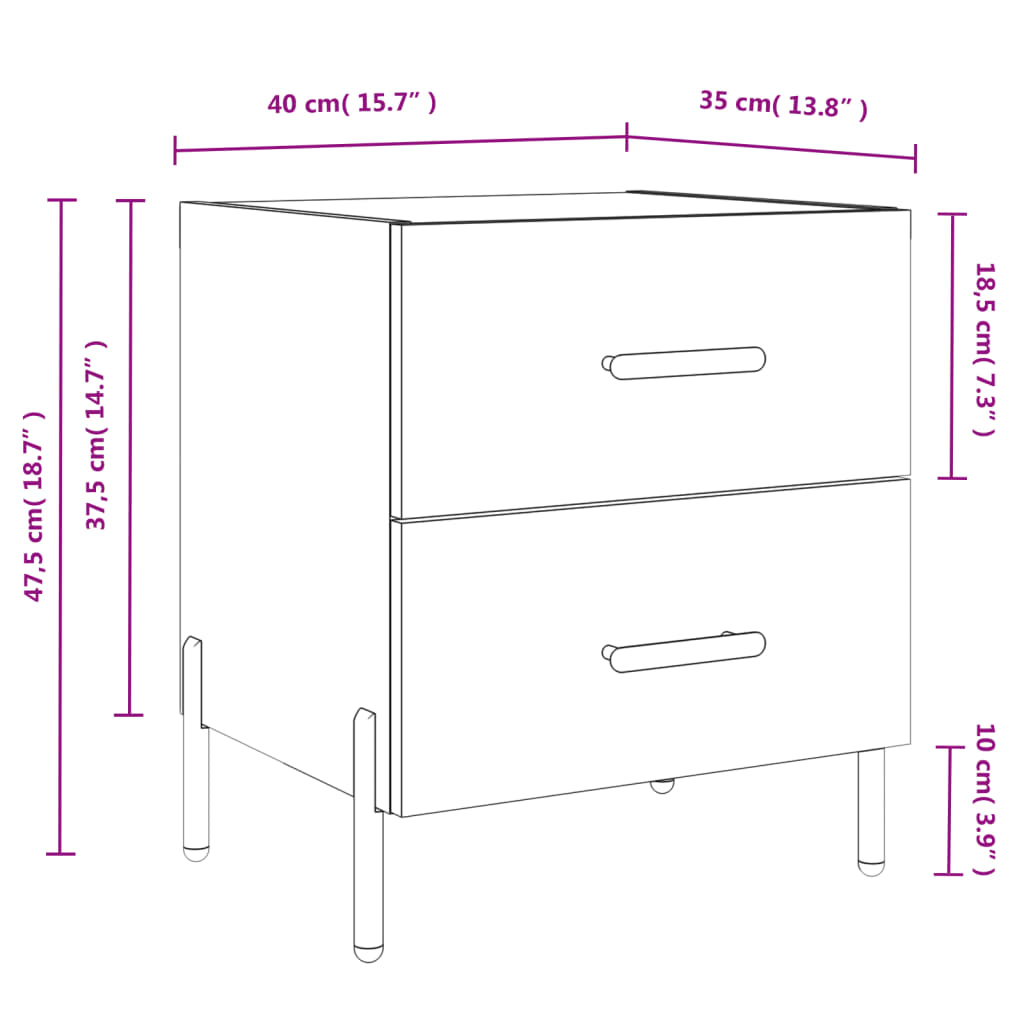 vidaXL Nachttisch Sonoma-Eiche 40x35x47,5 cm Holzwerkstoff